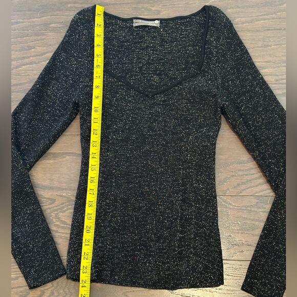 Anthropologie Black Metallic Pullover Sweetheart Sweater Size Medium - Picture 6 of 12